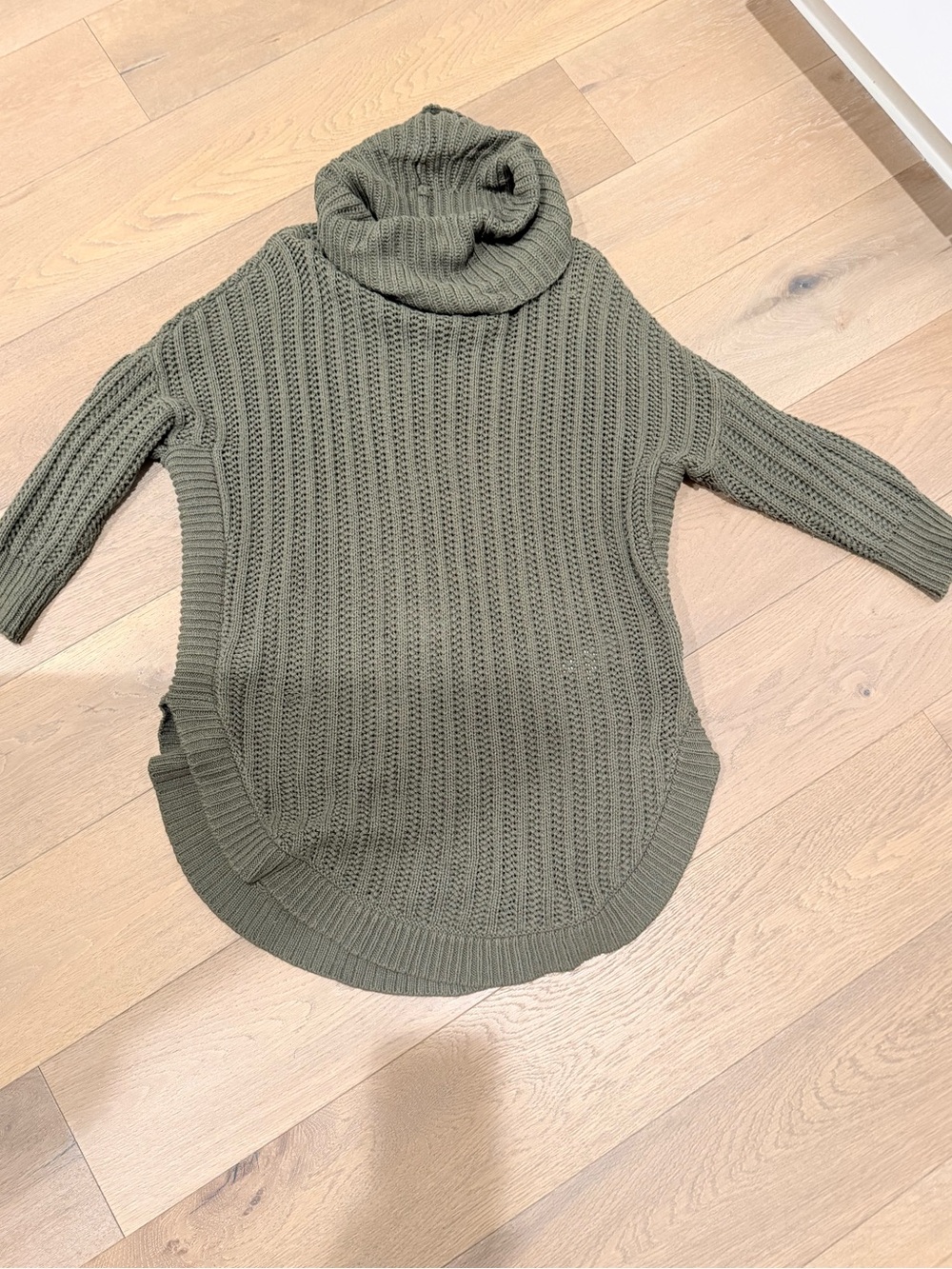 Express Olive Green Ribbed Turtleneck Sweater